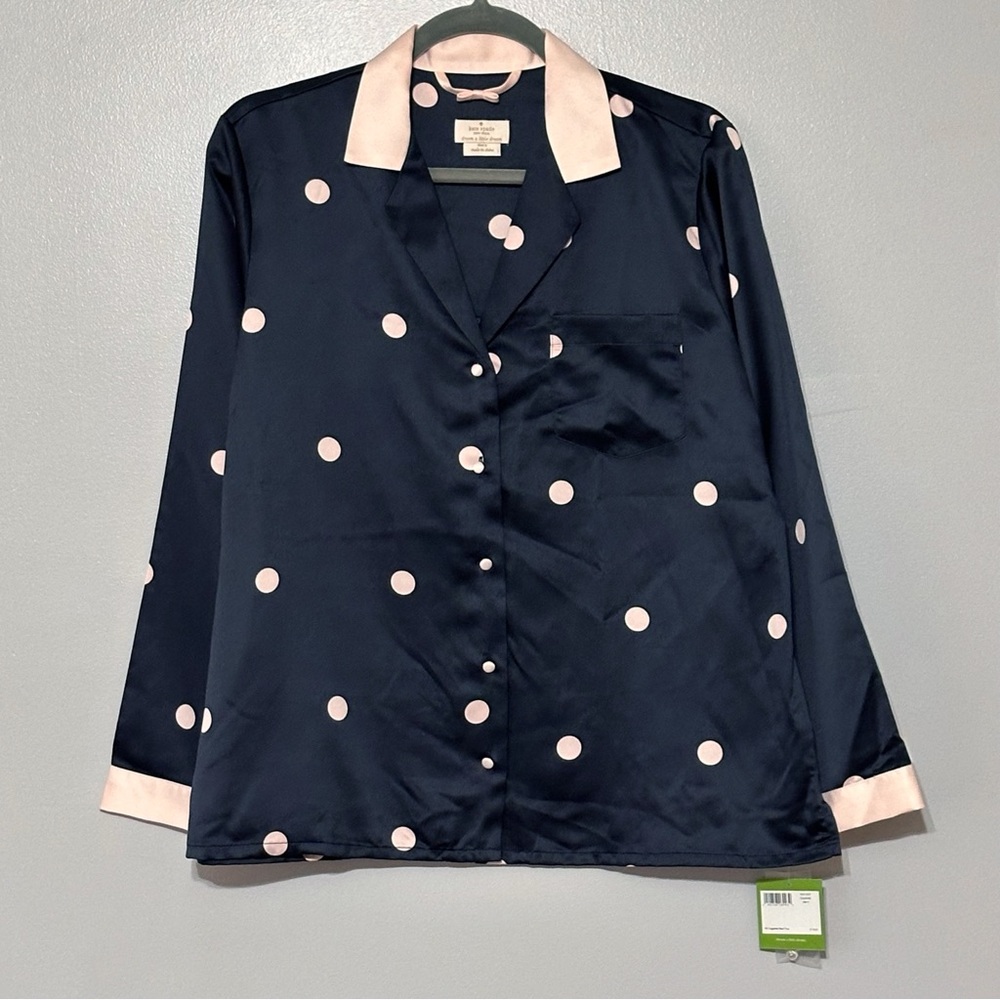 NWT‎ Kate Spade Polka Dot Satin Pajama Shirt